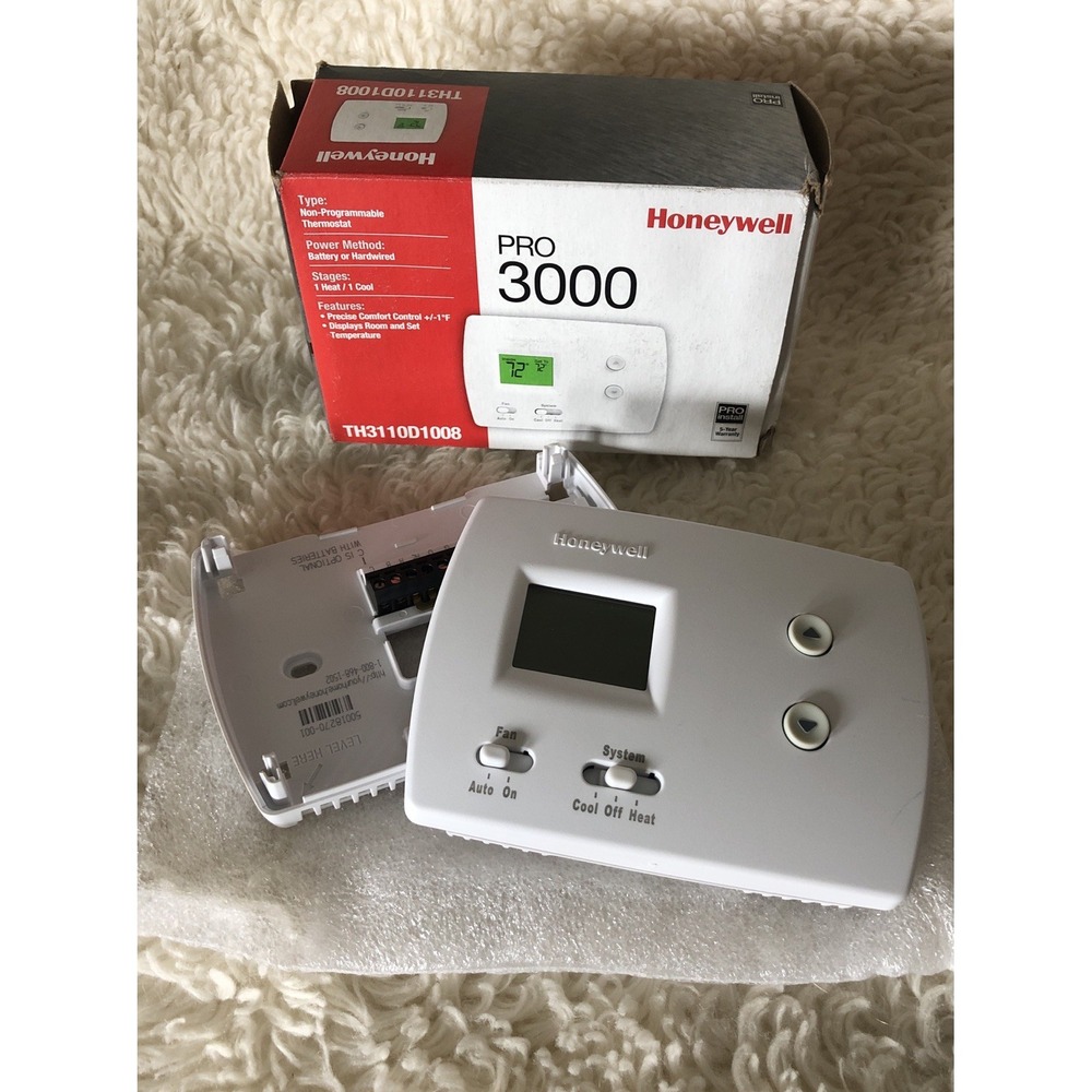 Honeywell Home Pro 3000 Thermostat Non Programmable White 24V TH3110D1008